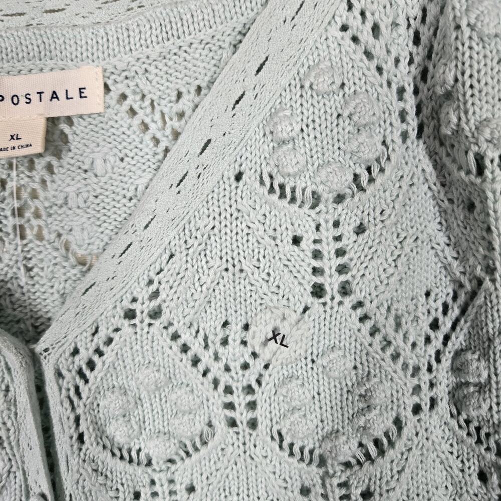 Aéropostale Crochet Tank XL Aqua Knit Cami Button Front Coquette Soft Girl - Picture 7 of 12
